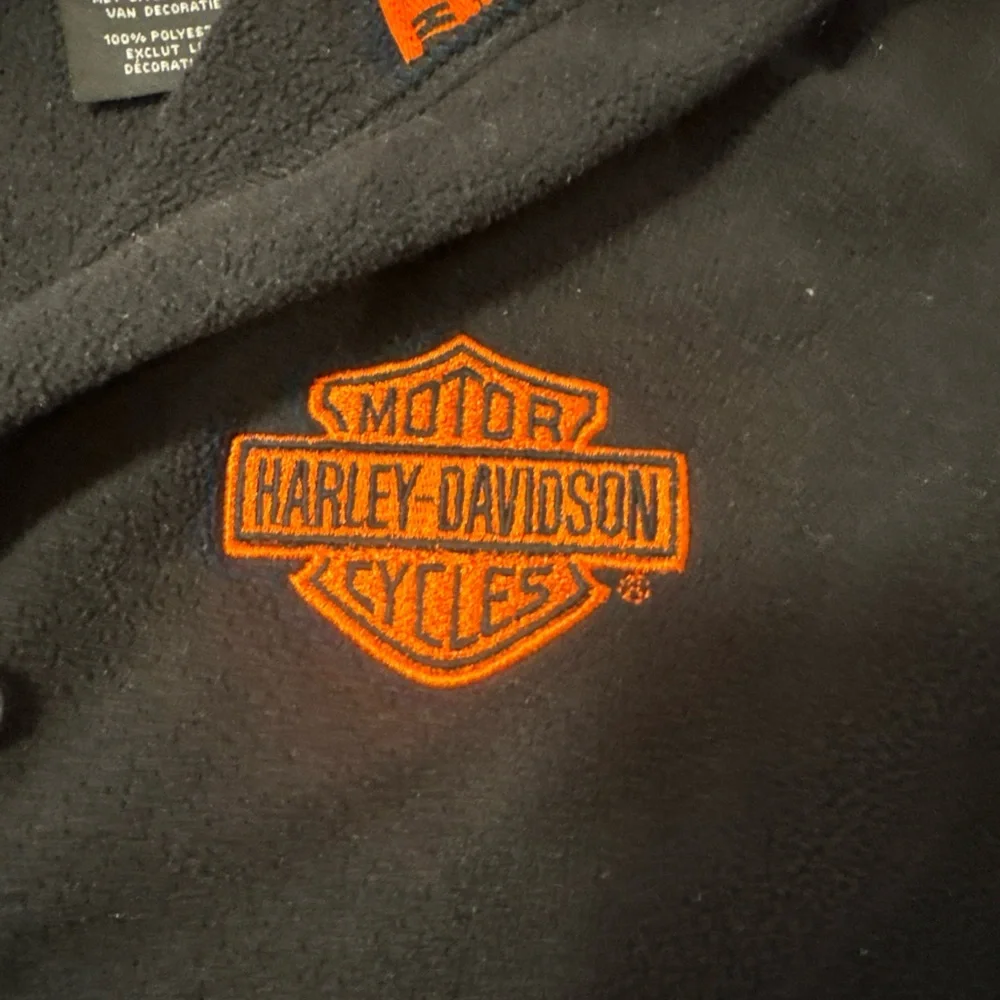 Harley-Davidson Vintage Y2k Essential Fleece Quarter Zip Jacket Size Large - Picture 3 of 5